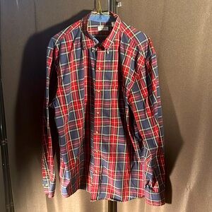 🖤 5/$30🖤IZOD Button Down Shirt plaid checkerboard red dark blue white size large